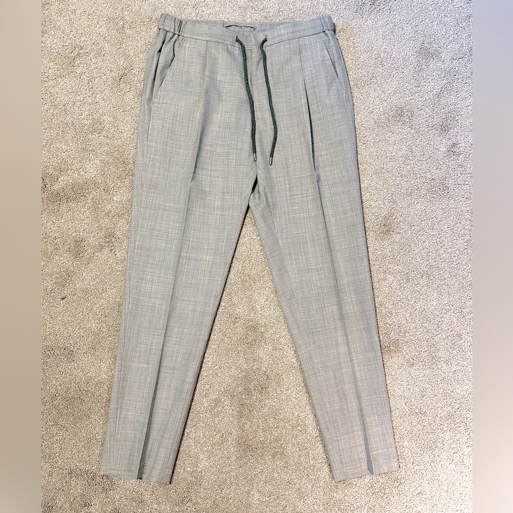 Suitsupply Light Grey Drawstring Ames Trousers - size 34